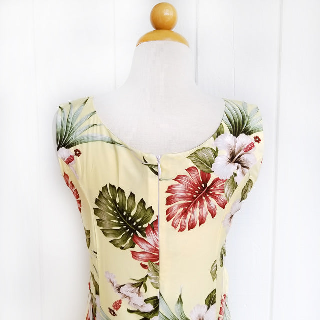 Hawaiian Sleeveless Dress Long [Hibiscus &amp; Monstera]