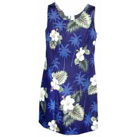 Hawaiian Tank Dress Short [Palm Tree Hibiscus]
