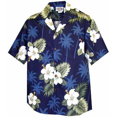 Hawaiian Ladies Aloha Shirt [Palm Tree Hibiscus]
