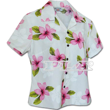 Hawaiian Ladies Aloha Shirt Fit [Plumeria]