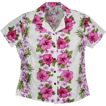 Hawaiian Ladies Aloha Shirt Fit [Plumeria Panel]