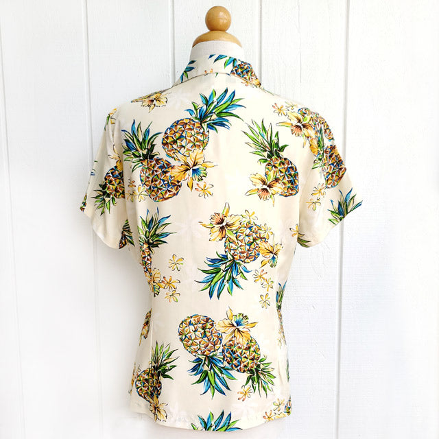 Hawaiian Ladies Aloha Shirt Fit [Golden Pineapple]