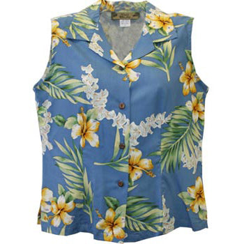 Hawaiian Ladies Sleeveless Aloha Shirt Sleeveless [Tube Rose]