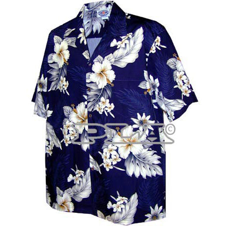 Hawaiian Men's Aloha Shirt Cotton [Fern Hibiscus]