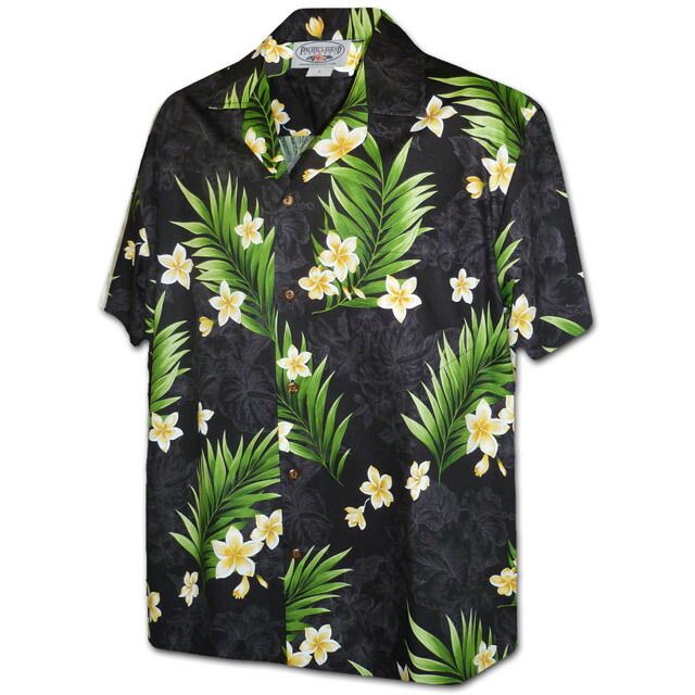 Hawaiian Men's Aloha Shirt Cotton [Small Plumeria Leaf]