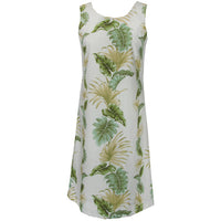 Semi-long Hawaiian Tank Dress with Fern Front Panel