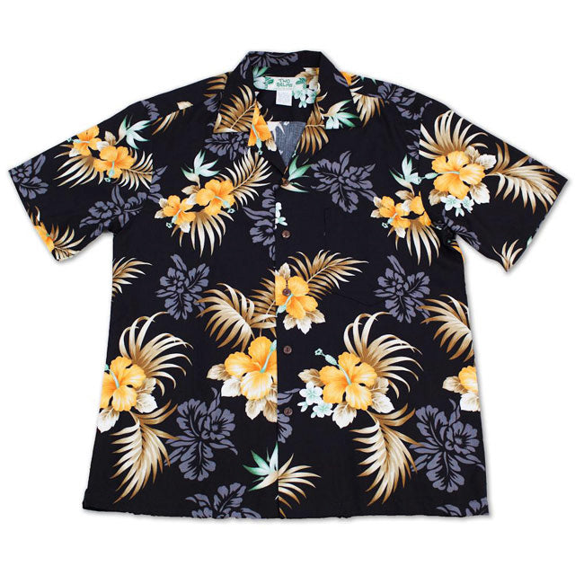 Hawaiian Men's Aloha Shirt Rayon [Fern Hibiscus]