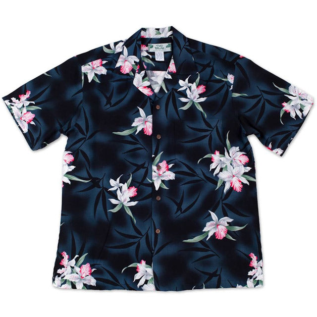 Hawaiian Men's Aloha Shirt Rayon [Midnight Orchid]
