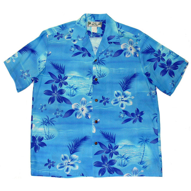 Hawaiian Men's Aloha Shirt Rayon [Moonlight Scenic]