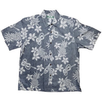 Hawaiian Men's Lined Aloha Shirt Cotton [Ukulele Pineapple]