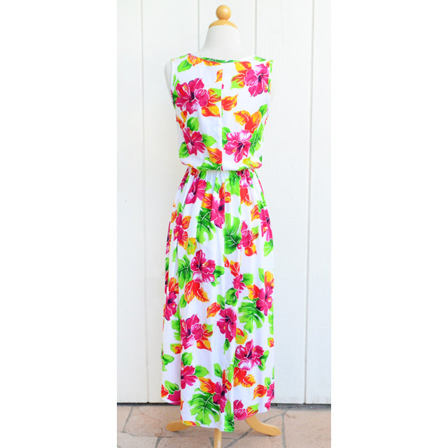 Hawaiian Asymmetric Dress Semi-Long [Hibiscus Water Color]
