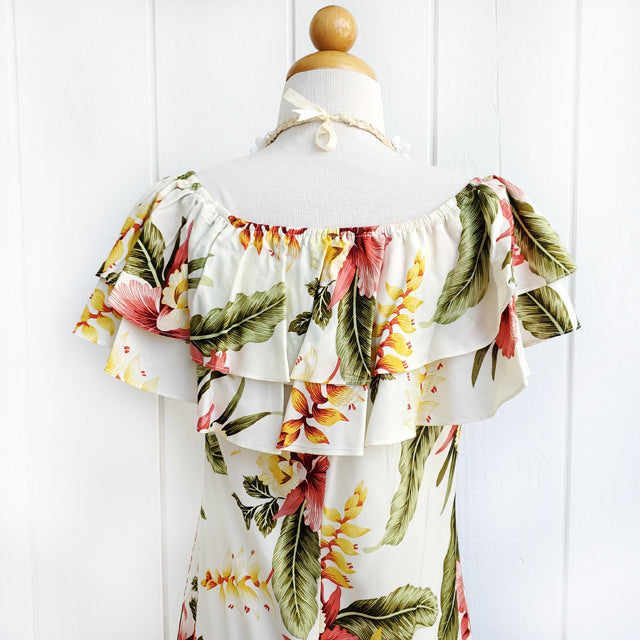 Hawaiian off-shoulder dress semi-long [Sonic]