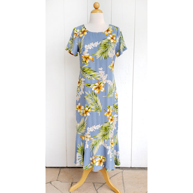 Hawaiian Mumu Sleeve Dress Semi-Long [Tube Rose]