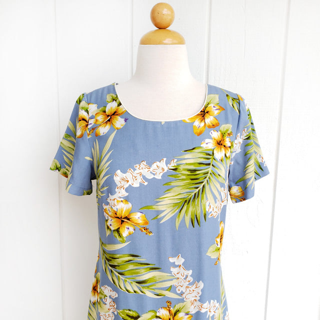 Hawaiian Mumu Sleeve Dress Semi-Long [Tube Rose]