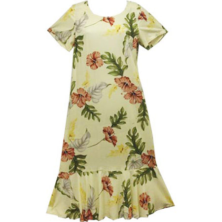Hawaiian Sleeve Dress Semi-Long [Monstera]