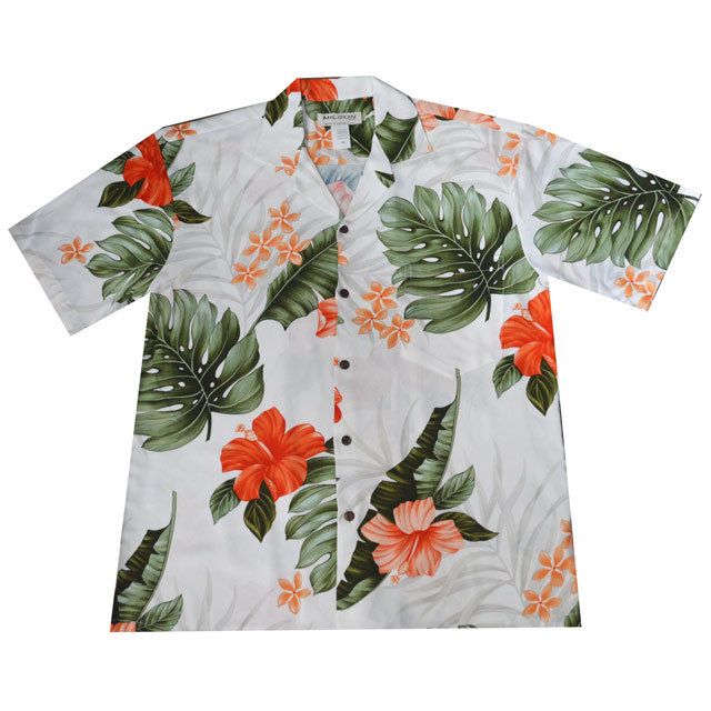 Hawaiian Men's Aloha Shirt Rayon [Hibiscus Leaf]