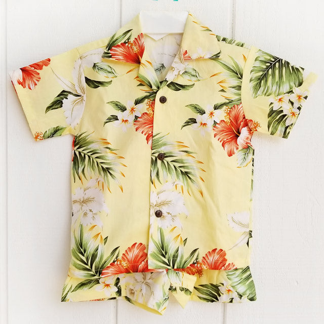 Kids Cotton Aloha Shirt [Orchid Hibiscus]