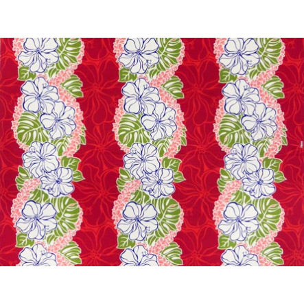 Hawaiian Polycotton Fabric BN-12-077 [Hibiscus Panel &amp; Monstera Ray]