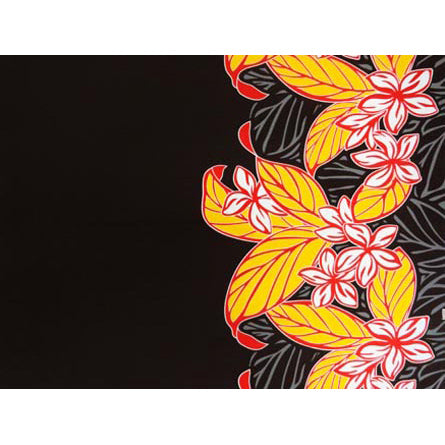 Hawaiian Polycotton Fabric BN-16-193 [Plumeria Leaf Border]