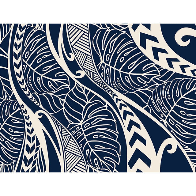 Hawaiian polycotton fabric CHOE-311R [Monstera tapas swirl]