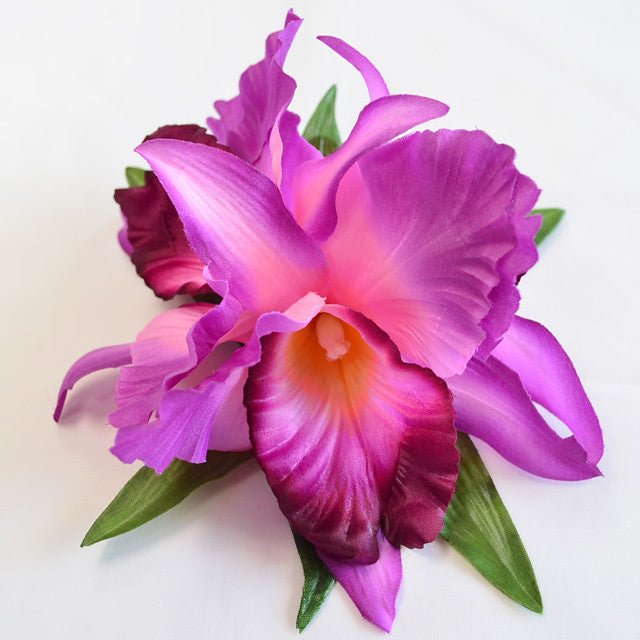 Hawaiian Hula Supplies Flower Hair Clip [Cattleya Orchid/3 Flowers]