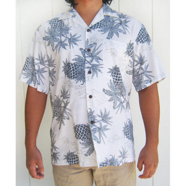 Hawaiian Men's Aloha Shirt Rayon [Pineapple Map]