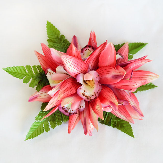 Hawaiian Hula Supplies Flower Hair Clip [Cymbidium Orchid/7 Flowers]