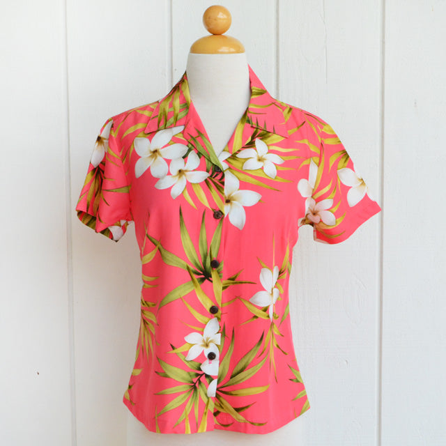 Hawaiian Ladies Aloha Shirt Fit [Lani Plumeria]