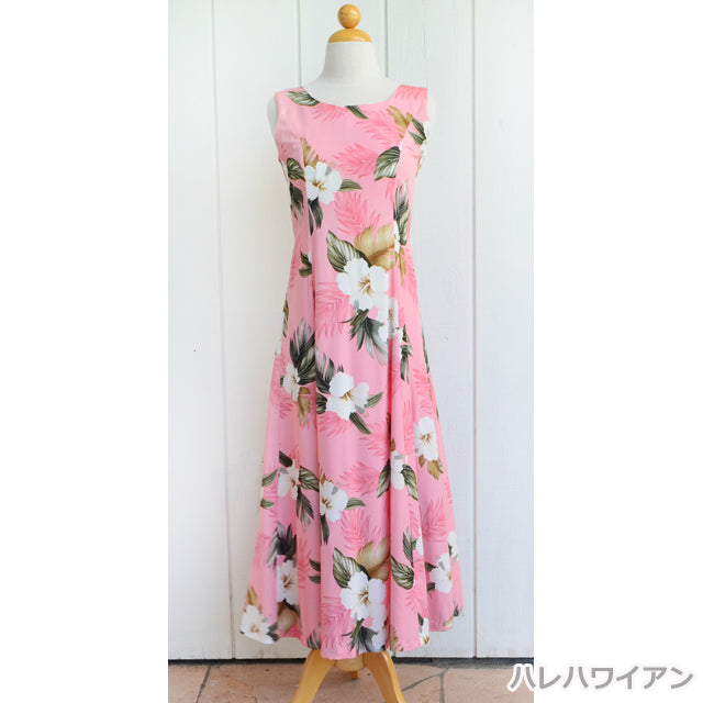 Hawaiian Sleeveless Dress Long [Lani Hibiscus]