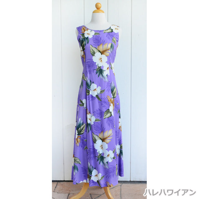 Hawaiian Sleeveless Dress Long [Lani Hibiscus]