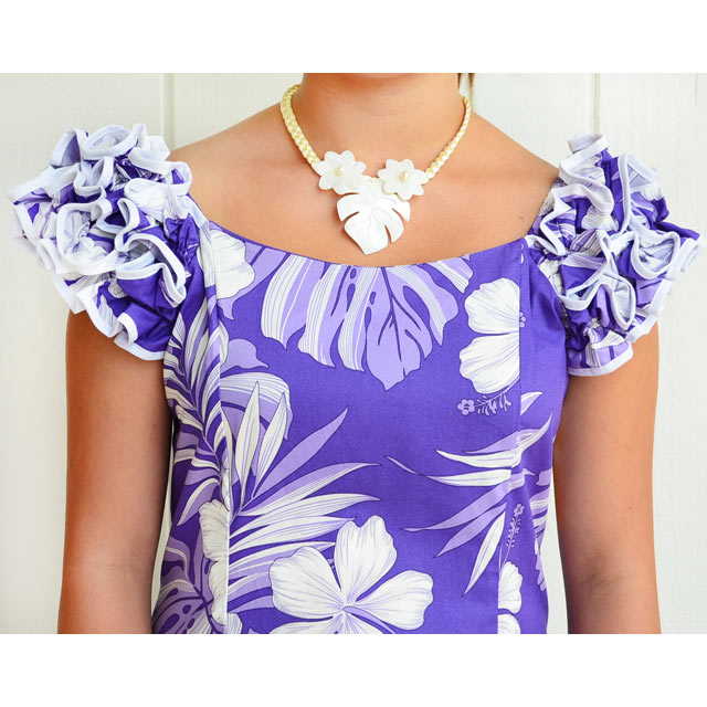 Hawaiian Muumu Ruffle Dress Long [Hibiscus / Nui]