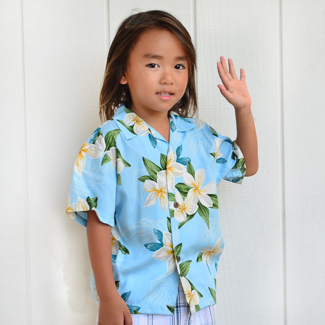 Kids Rayon Aloha Shirt [Plumeria Shower]