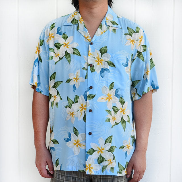 Hawaiian Men's Aloha Shirt Rayon [Plumeria Shower]