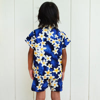 Kids Cotton Aloha Shirt Set [Plumeria]