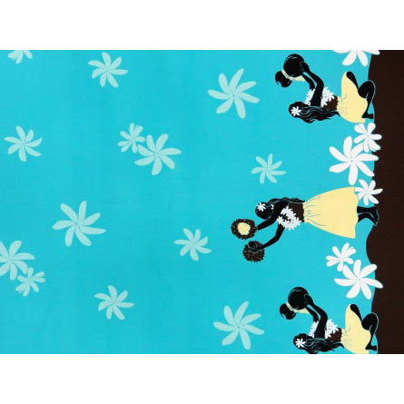 Hawaiian Polycotton Fabric EM-11-192 [Tiare & Hula Girl] (Available in Mid-April)