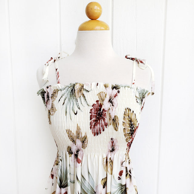 Hawaiian Tunic Dress Semi-Long [Hibiscus &amp; Monstera]
