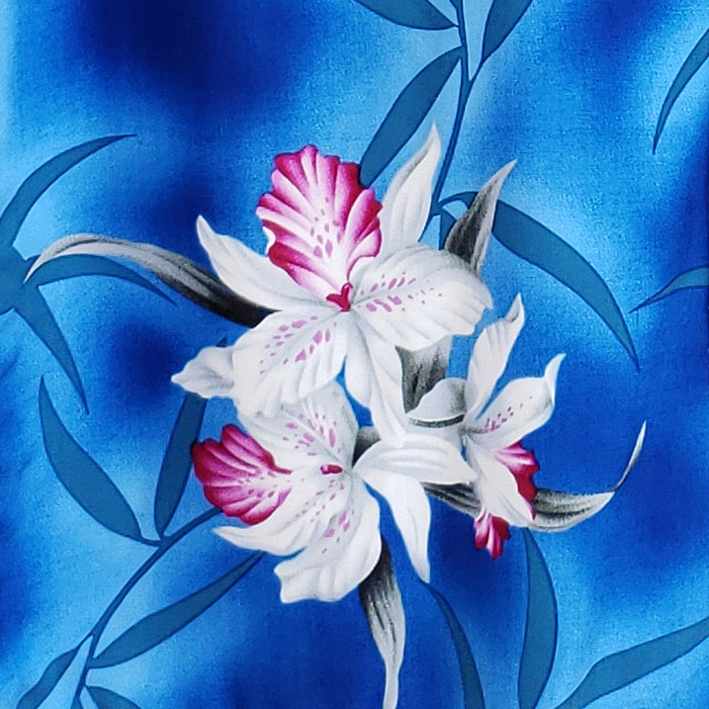 Hawaiian rayon fabric midnight-orchid [Midnight Orchid]