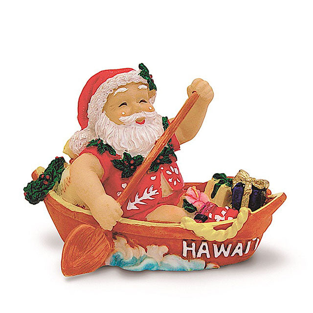 ハワイアン雑貨 インテリア ハンドペイント クリスマスオーナメント 【カヌイング サンタ】