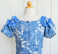 Hawaiian Muumuu Jenny Ruffle Dress Long [Nahenahe Hibiscus]