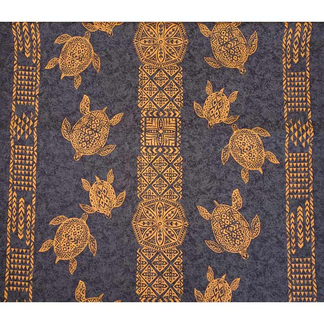 Hawaiian polycotton fabric KW-289 [Tapa/Honu Panel]