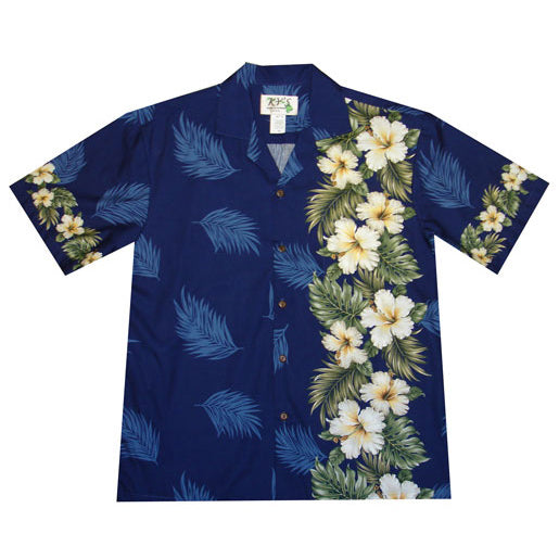Hawaiian Men's Aloha Shirt Cotton [Orchid Ray Panel]