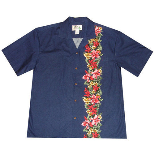 Hawaiian Men's Aloha Shirt Cotton [Orchid Ray Panel]