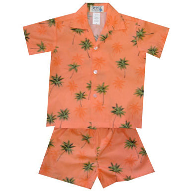 Kids Cotton Aloha Shirt Set [Palm Tree]
