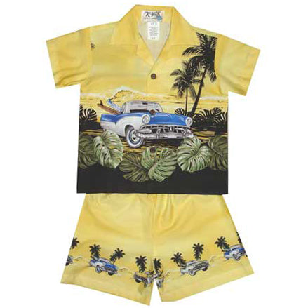 Kids Cotton Aloha Shirt Set [Classic Car Ride ”12]