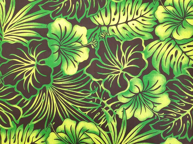 Hawaiian Polycotton Fabric LMH-16-820 [Future Leaf Hibiscus]
