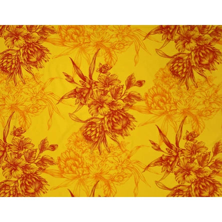 Hawaiian Polycotton Fabric LMH-19-926 [Hibiscus &amp; Protea Bouquet]