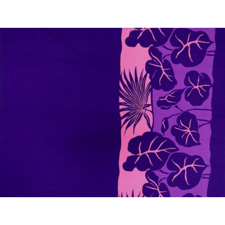 Hawaiian Polycotton Fabric LW-15-441 [Taro / Palm Leaf Border]