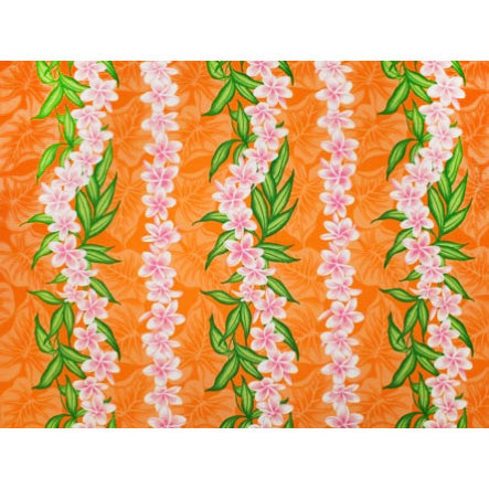 Hawaiian Polycotton Fabric LW-18-656 [Plumeria / Maile lei Panel]