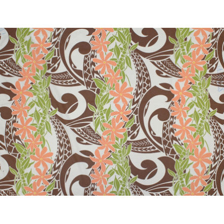Hawaiian Polycotton Fabric LW-19-699 [Tiare &amp; Tea Leaf / Tapa]