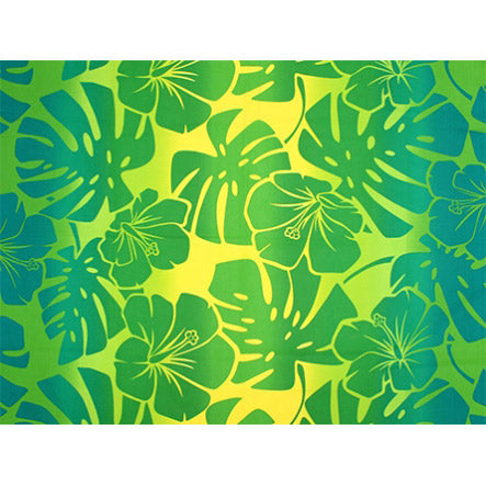 Hawaiian Polycotton Fabric LW-19-710 [Hibiscus Monstera Gradation]